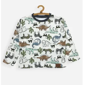 Remera de algodón mangas largas Dinosaurios  Crayón