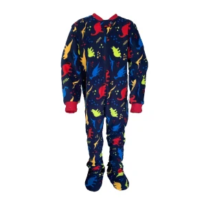 Pijama Enterito MicroPolar Dinosaurios Azul con antideslizantes