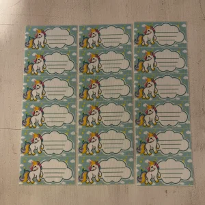 Etiquetas identificatorias termo adhesivas Unicornio x 18