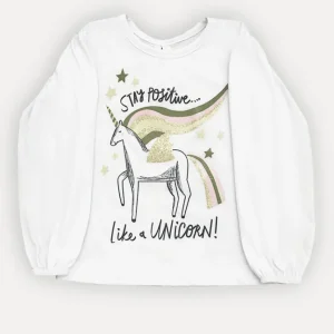 Remera Mangas largas algodón Unicornio Glitter Crayón