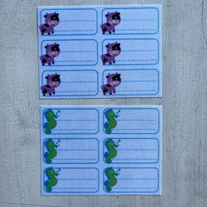 Etiquetas identificatorias termoadhesivas x 12 Animalitos