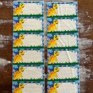 Etiquetas identificatorias termoadhesivas x 12 Dinosaurio