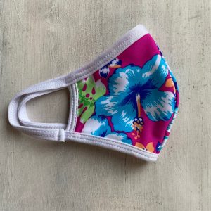 Tapaboca Anatómico Reversible Flores + Rosa liso