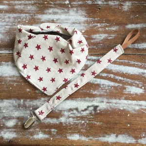 Set Babero Bandana ( algodón + towel ) y porta-chupetes