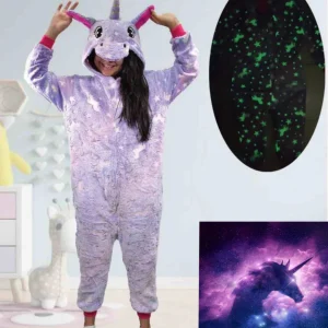 Pijama Enterito micropolar soft Unicornio Brilla en la Oscuridad