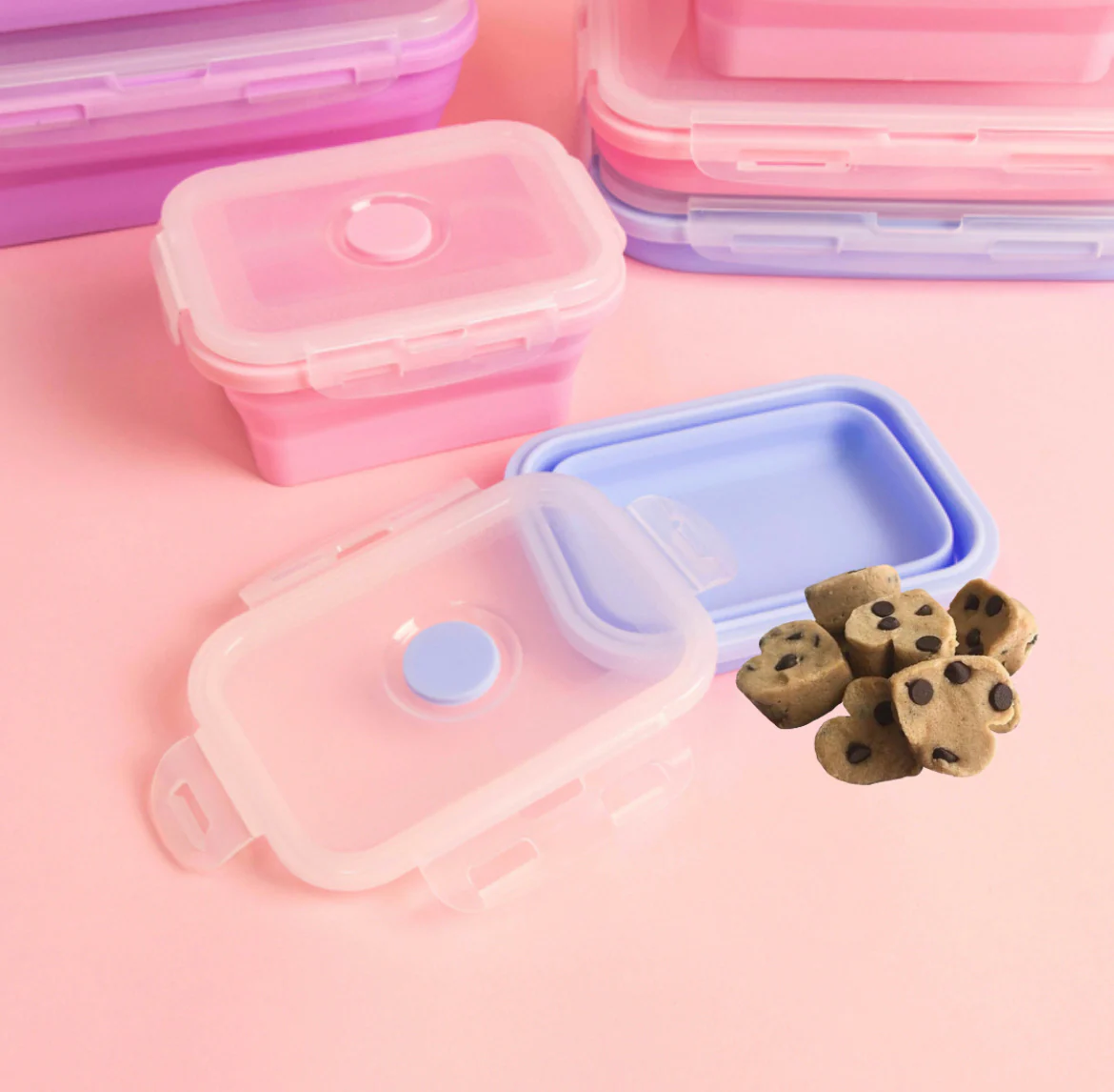 Contenedor plegable Silicona - Lila Pastel - Imagen 4