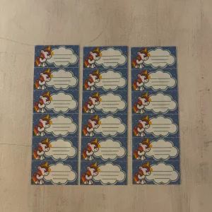 Etiquetas identificatorias termo adhesivas Unicornio x 18