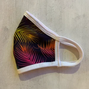 Tapaboca Anatómico Reversible Hojas+ Coral Fluo liso