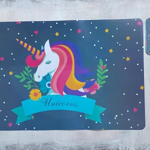 Set de Individual y posavasos impermeable unicornio