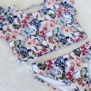 Malla Bikini  HERVE Modelo Mariposas con mangas   - Protección UV +50