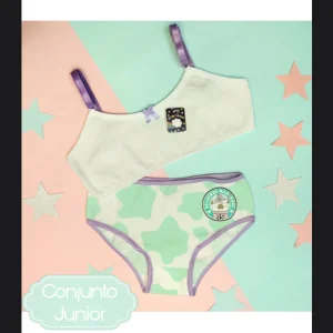 Conjunto 2 piezas: corpiño +  bombacha Cow Milkshake - Aqua & Lavanda Vintage