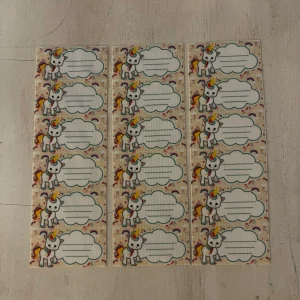 Etiquetas identificatorias termo adhesivas Unicornio x 18