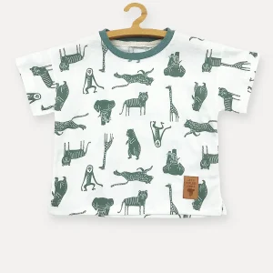 Remera de algodón mangas cortas Animals Crayón