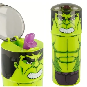 Vaso Botella Con pico rebatible y tapa 350 ml Hulk