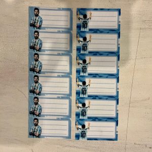 Etiquetas identificatorias termoadhesivas x 12 Messi