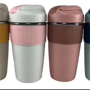 Vaso térmica Acero Inoxidable con sorbete Blanco & Rosa  460 ml