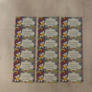 Etiquetas identificatorias termo adhesivas Unicornio x 18