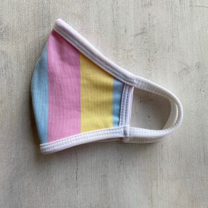 Tapaboca Anatómico Reversible Rayado Pastel + Rosa liso