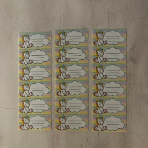 Etiquetas identificatorias termo adhesivas Unicornio x 18
