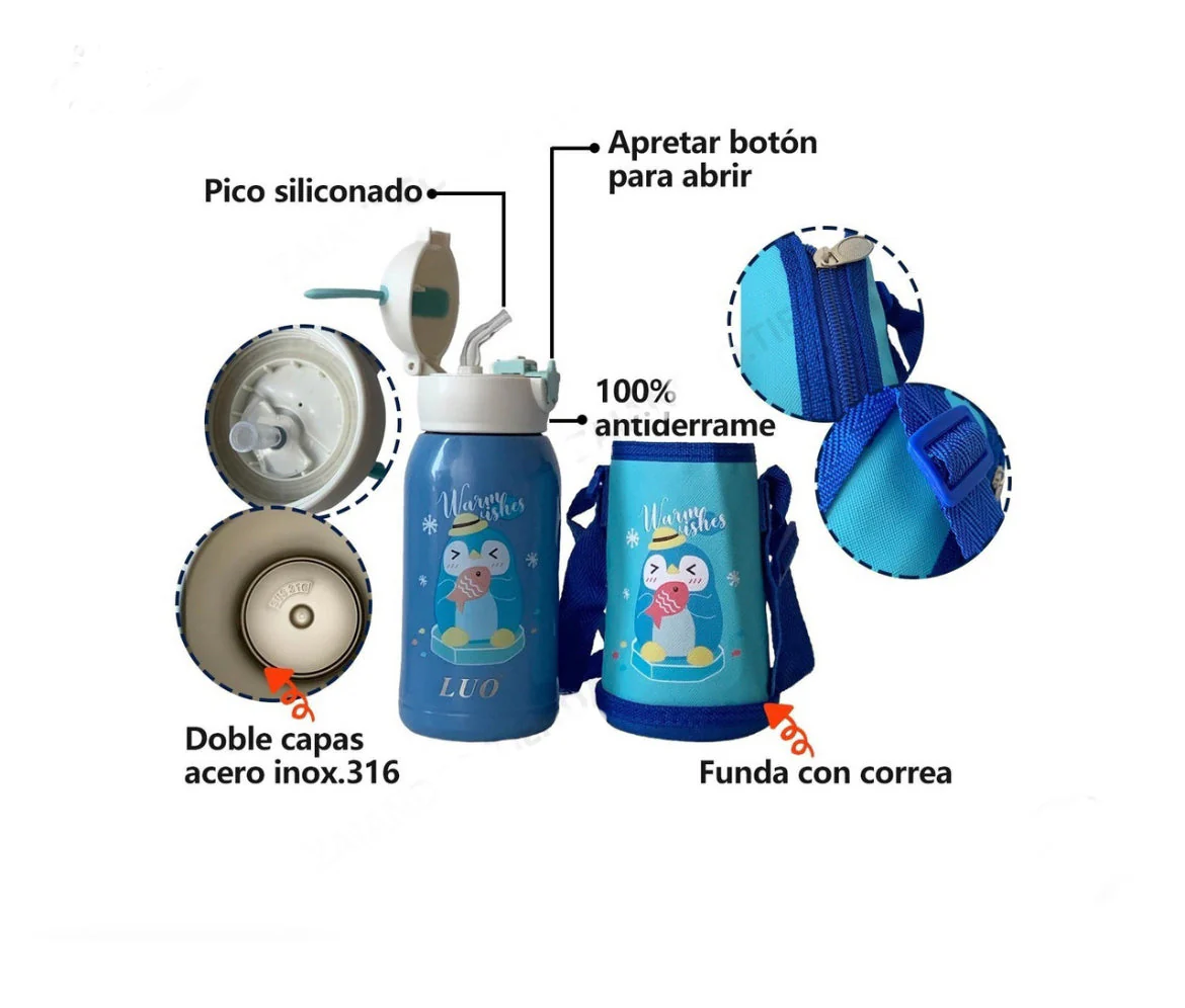 Botella térmica Acero Inoxidable con sorbete y funda Coneja 500 ml - Imagen 3
