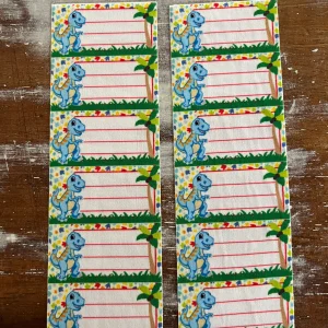 Etiquetas identificatorias termoadhesivas x 12 Dinosaurio