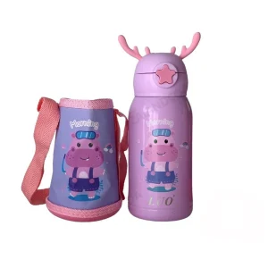 Botella térmica Acero Inoxidable con sorbete y funda Hipopótamo 500 ml
