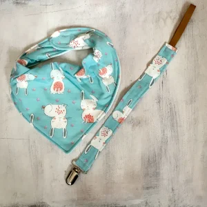 Set de Babero Bandana ( algodón + micropolar  ) y porta-chupetes