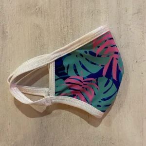 Tapaboca Anatómico Reversible Hojas + Rosa  liso