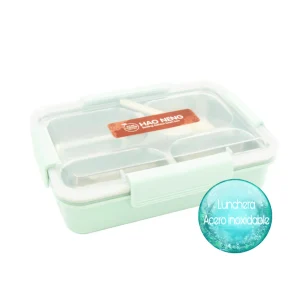 Lunchera base Acero Inoxidable : 4 divisiones -  Food Rosa pastel