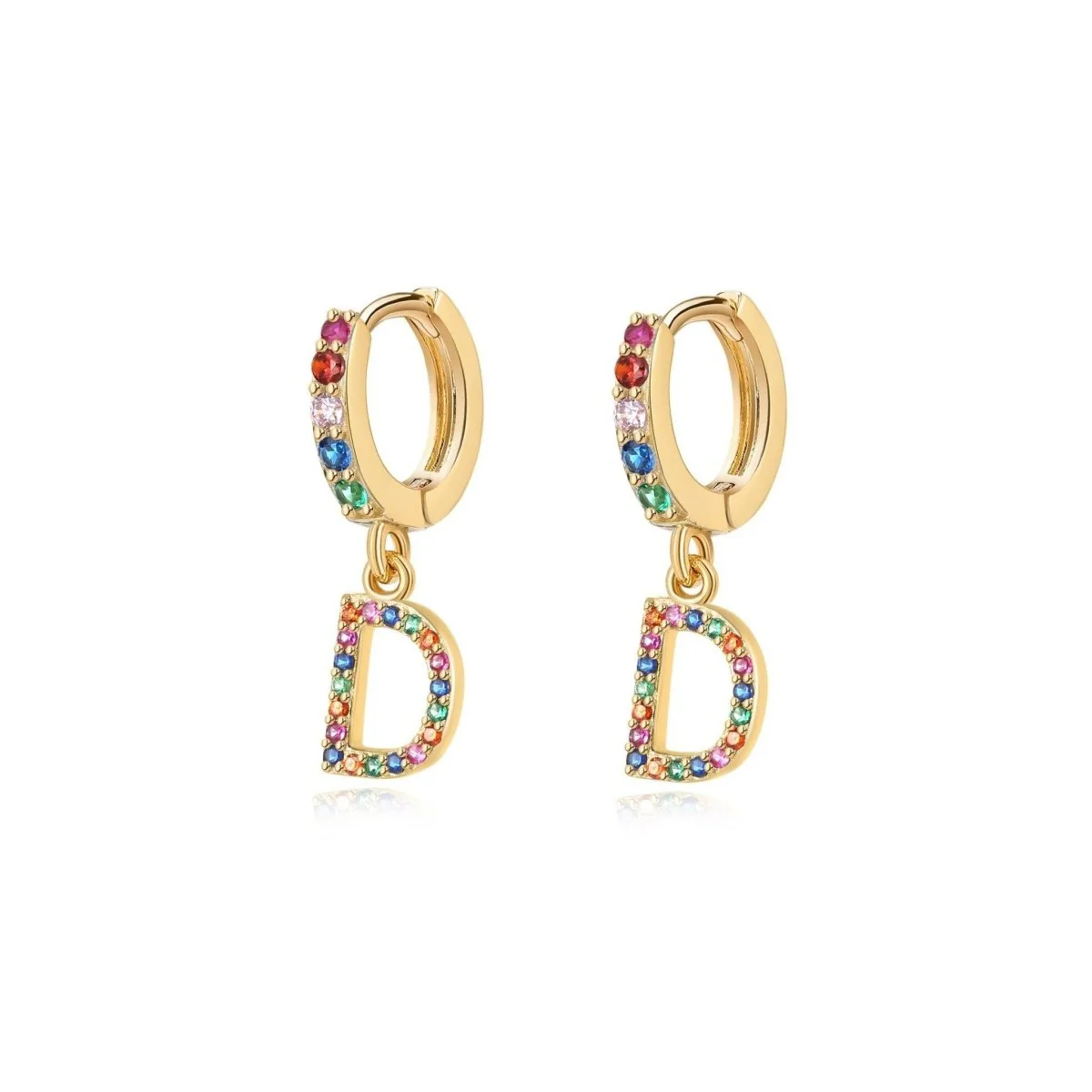 Pendientes Inicial Rainbow-Hoops - Imagen 4
