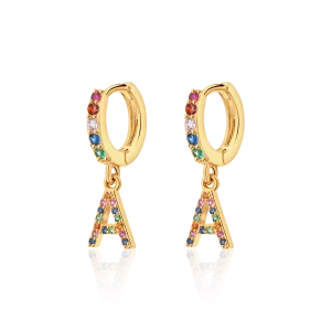 Pendientes Inicial Rainbow-Hoops