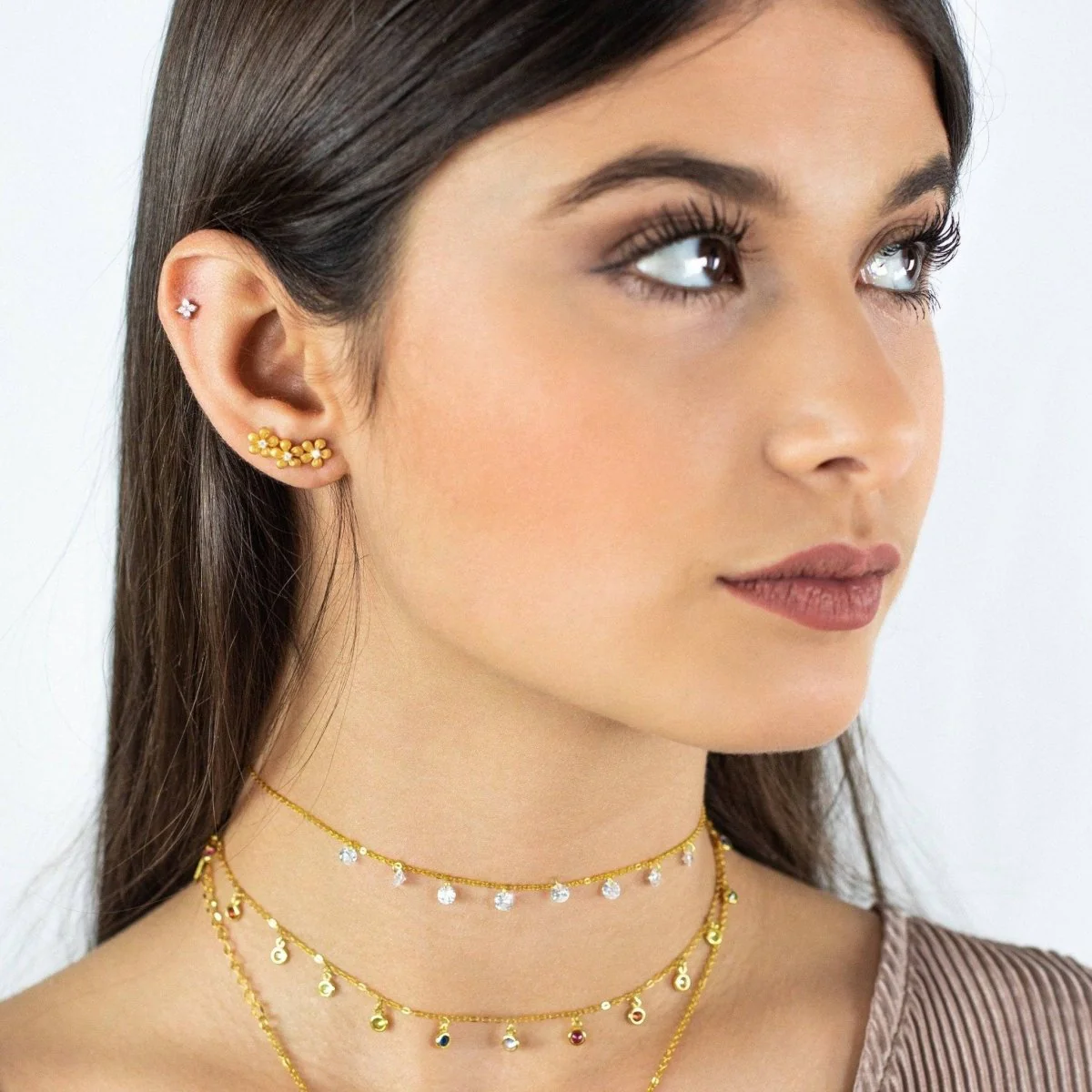 Pendientes Mini Flor Cristal - Imagen 4